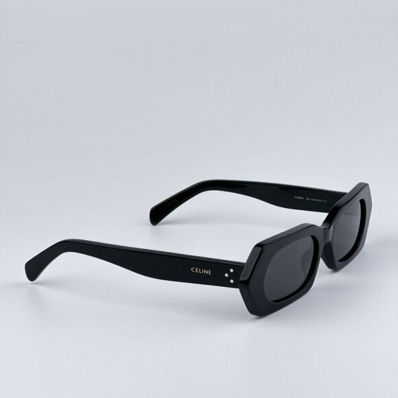 Celine CL40243I 01A BRAND NEW Sunglasses Shiny Black Smoke Rectangle Unisex - Picture 5 of 10